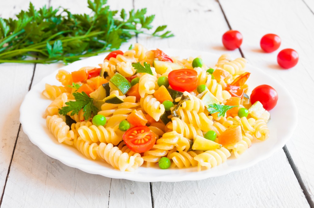 Fussilis with peas and cherries, one of Borges' vegetarian pasta recipes