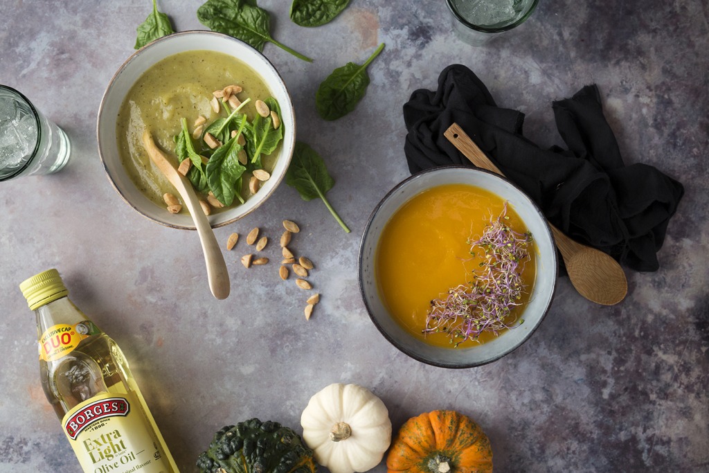Vegetable soups for kids, carrot soup and zuchinni soup