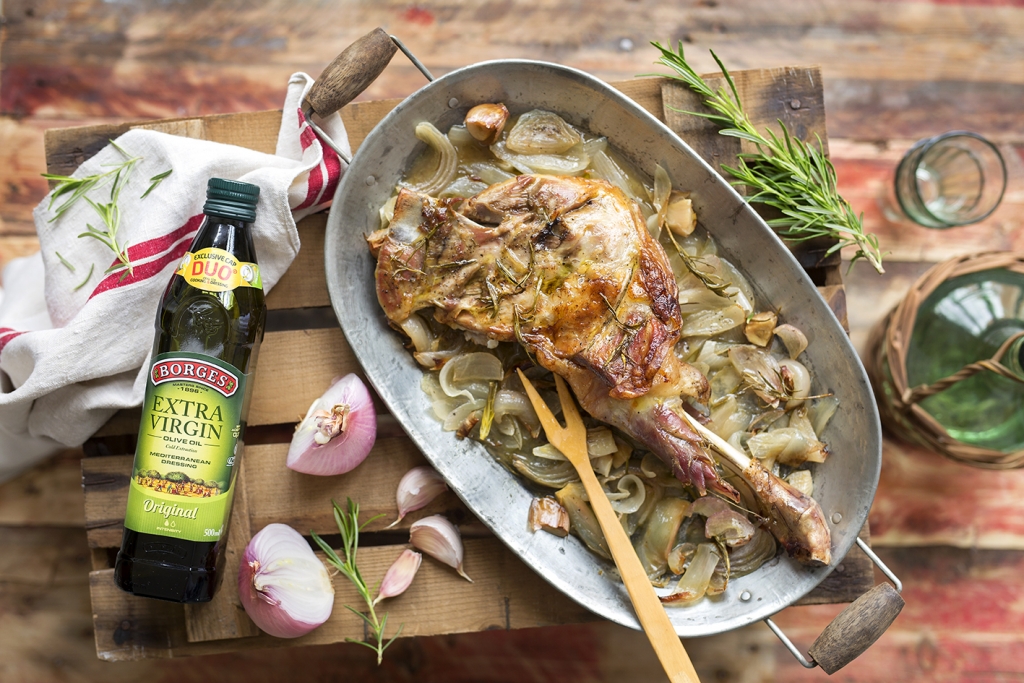 Roast lamb on a tray