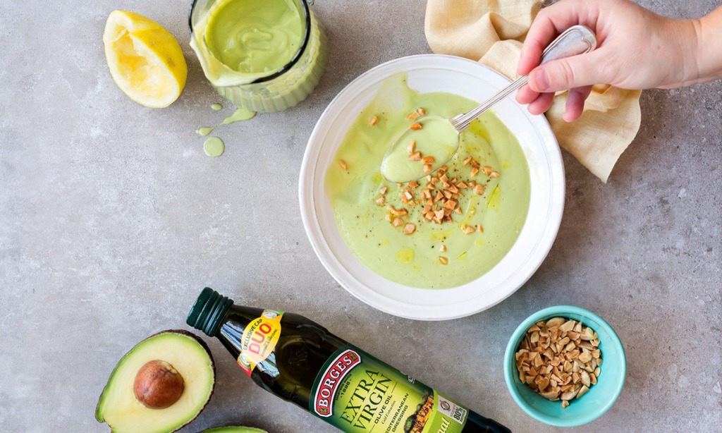 Healthy cream of avocado soup recipe with Borges olive oil