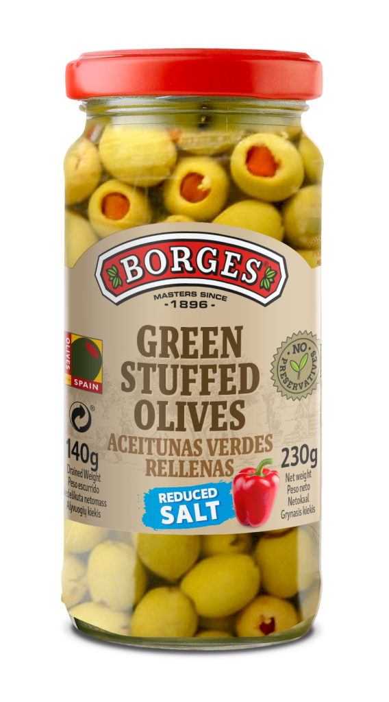 GREEN STUFFED OLIVES WITH PEPPER