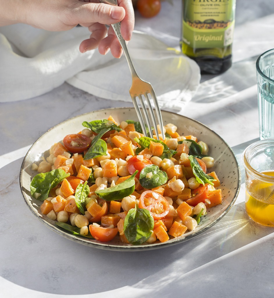 Sweet potato salad served in a dish