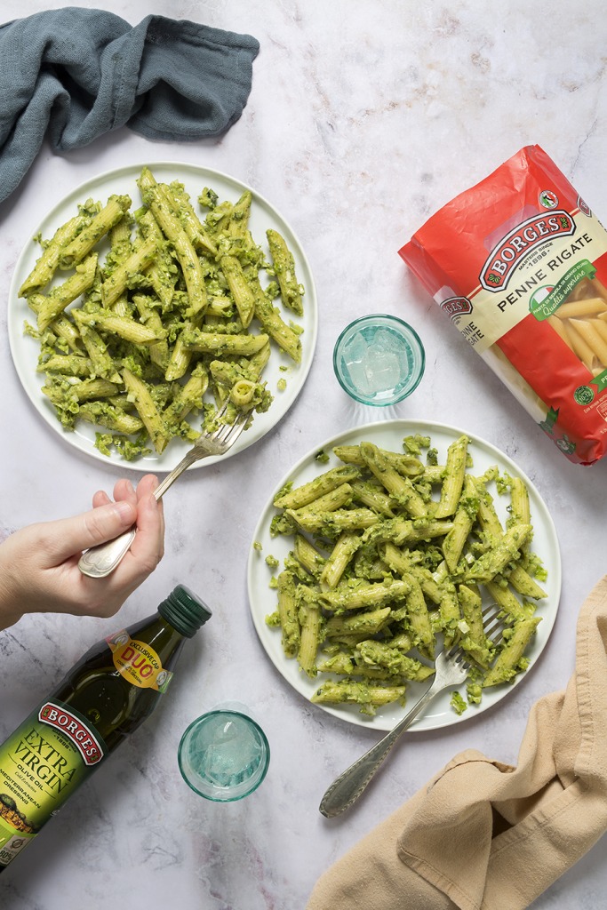 Pasta con crema verde