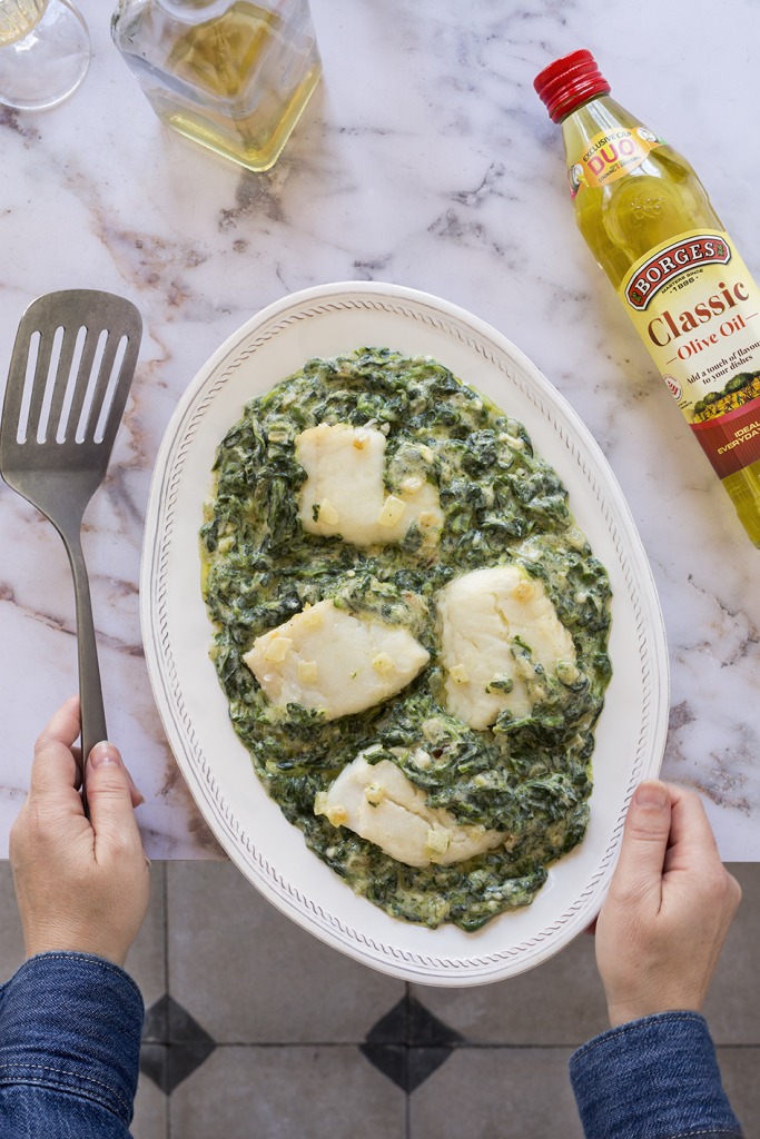 Cod with Creamed Spinach