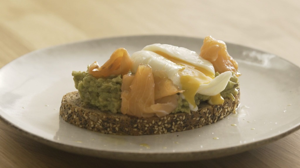Avocado toast with smoked salmon and poached egg