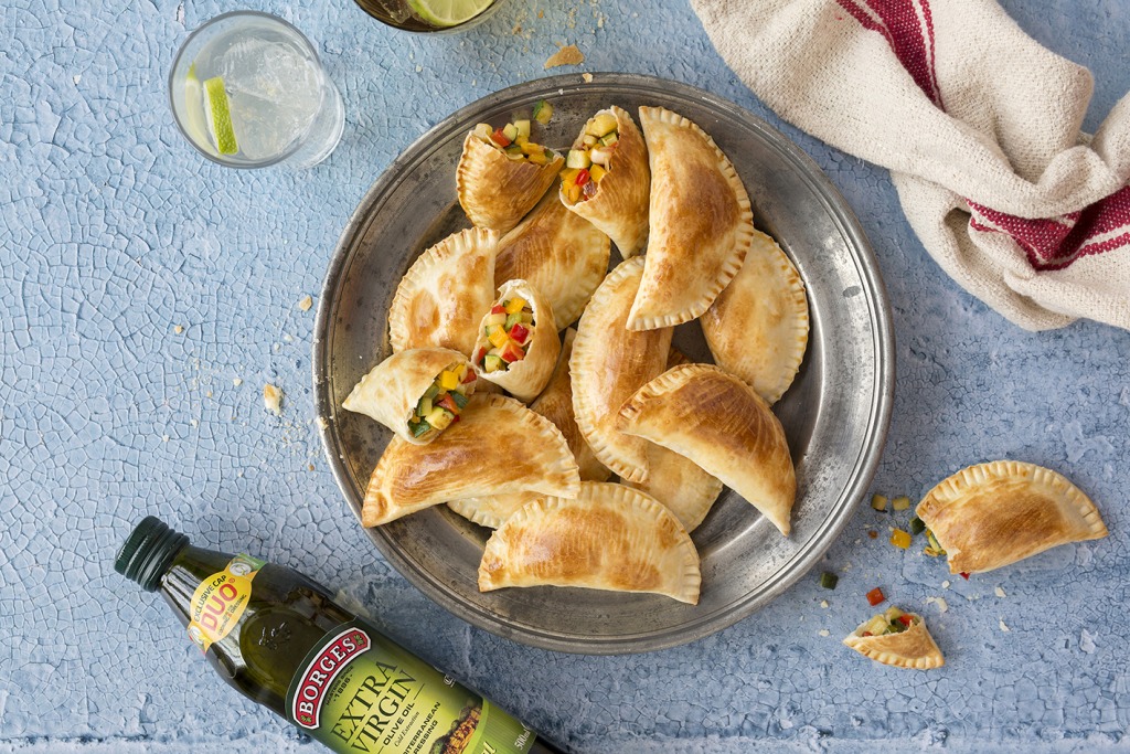 Silver plate with vegan pasties