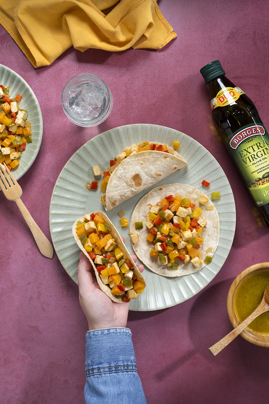Colorful vegetarian tacos for fall
