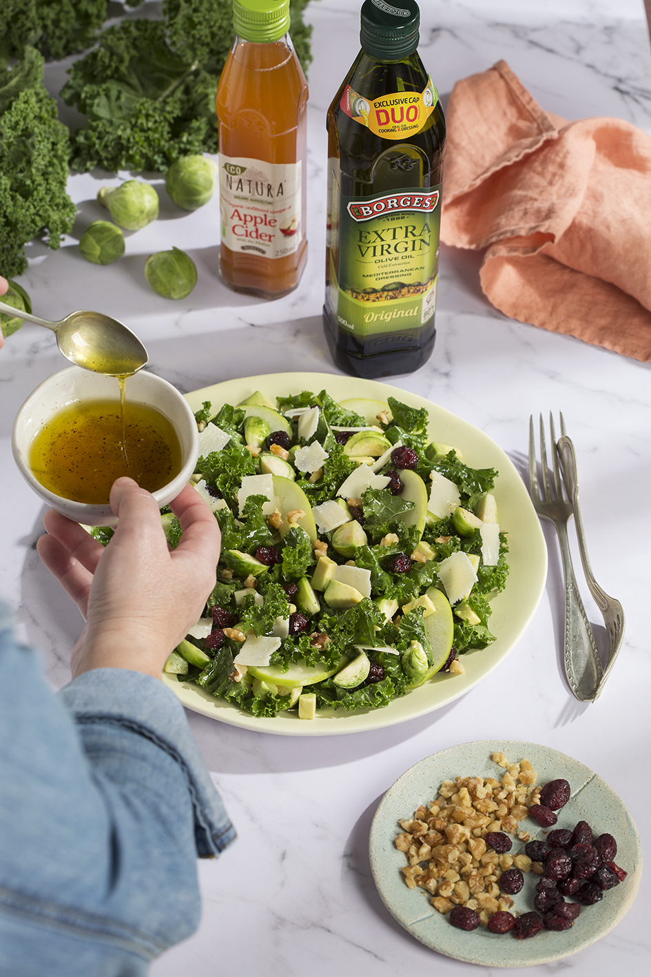 Brussels sprout salad with apple dressing