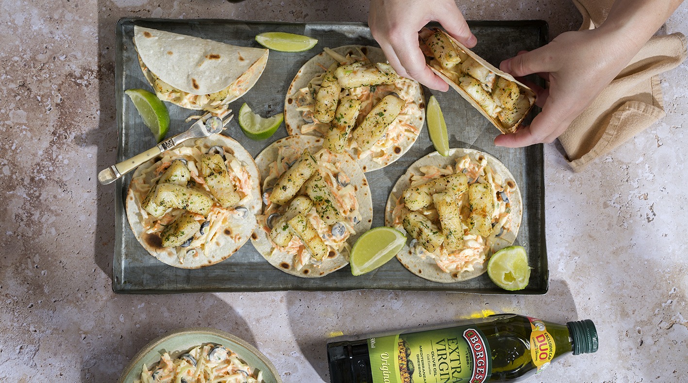 Grilled fish tacos with coleslaw