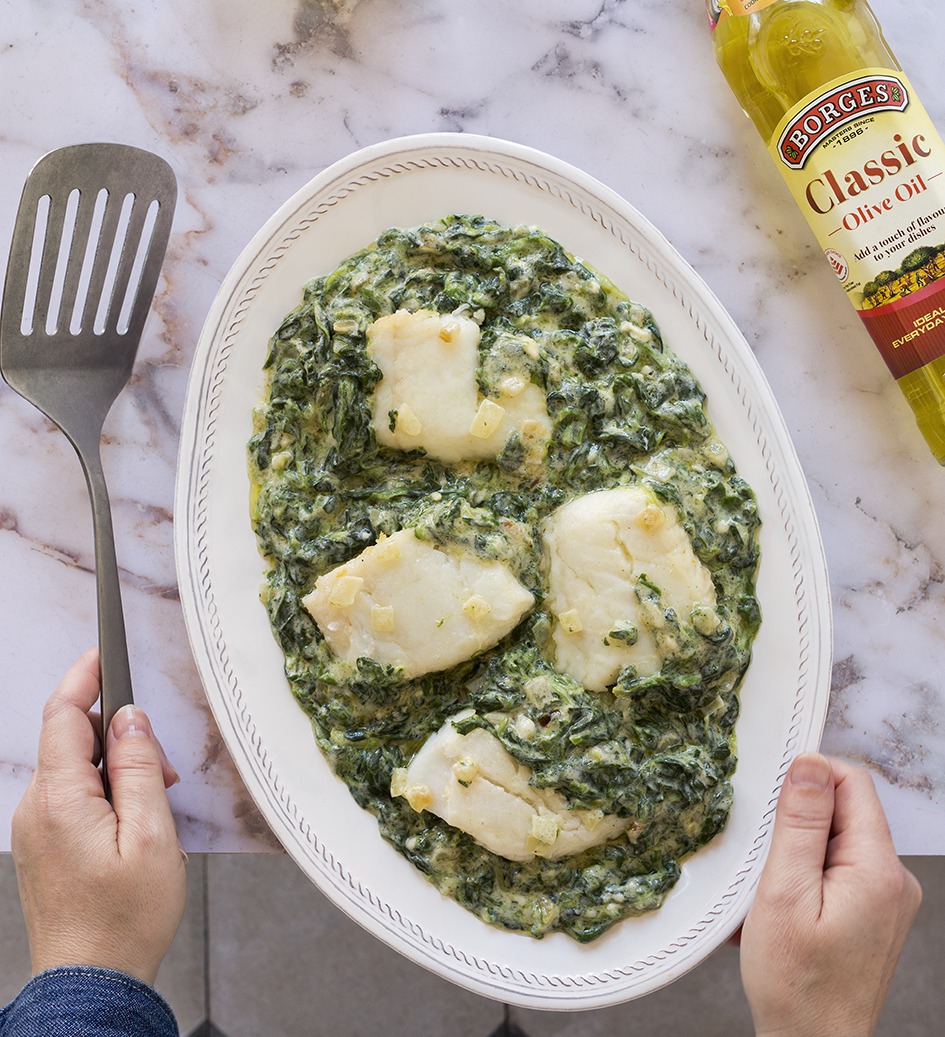 Cod with Creamed Spinach
