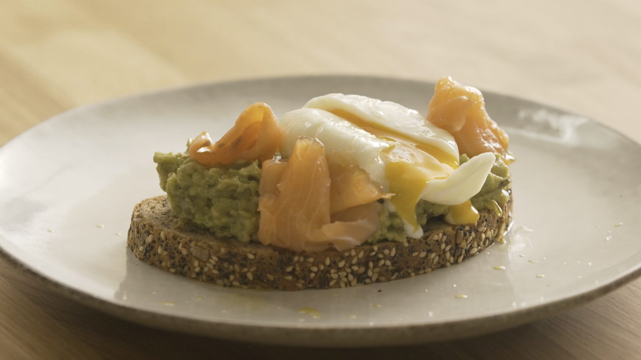 Avocado toast with smoked salmon and poached egg